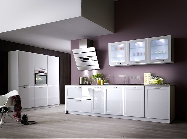 Apéro küchen musterküche frontfarbe moonlight grey hochglanz ... Küche esche grau